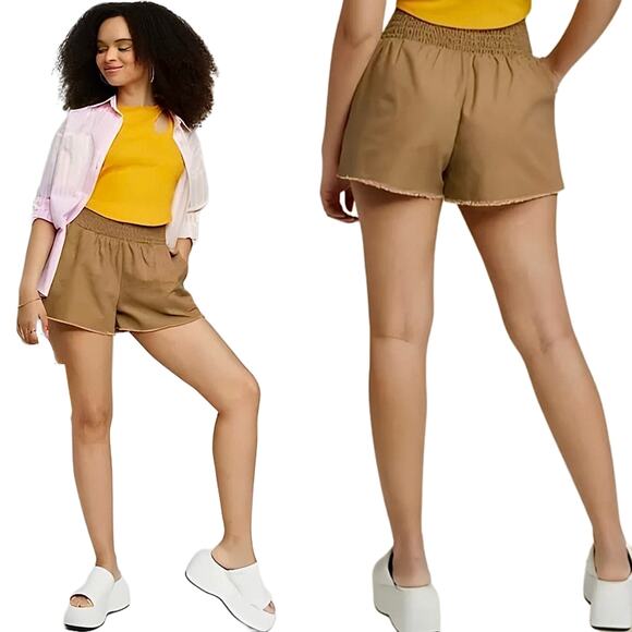 NWT Wild Fable High Waisted Elastic Pull On Shorts in Cognac Brown Size Medium - Picture 1 of 7